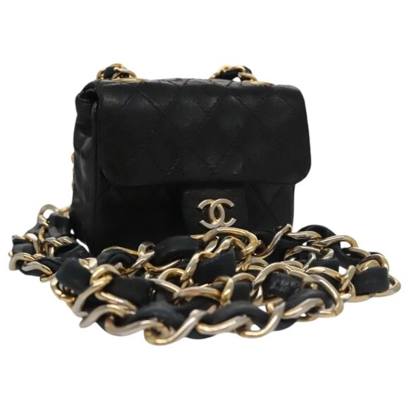 CHANEL Mini Mini Matelasse Chain Waist bag Lamb Skin Black Gold CC - Picture 1 of 15